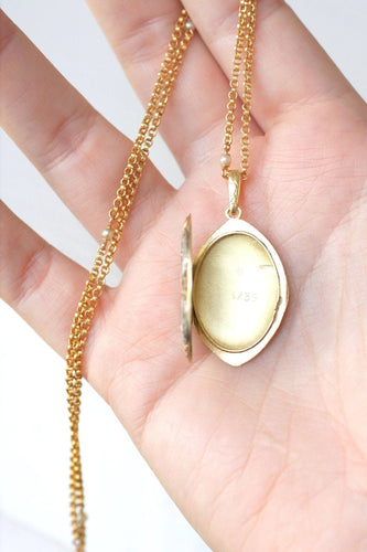 Pendentif Médaillon navette Art Nouveau or et diamants 58 Facettes