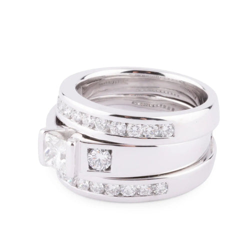 Bague Bague or gris et diamant princesse 58 Facettes 1