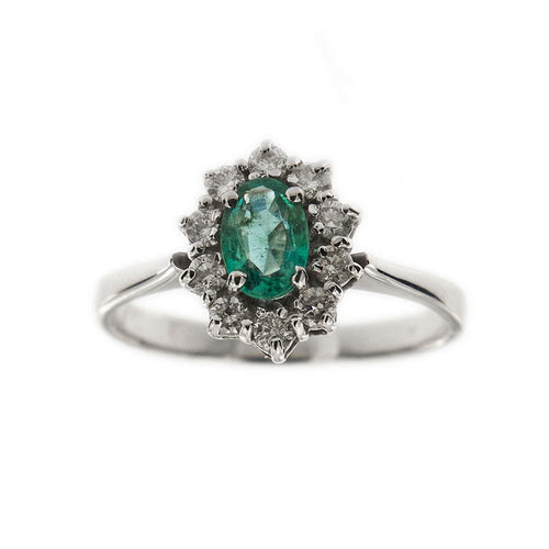 Bague 53 Bague Marguerite diamants et émeraude 58 Facettes 20520