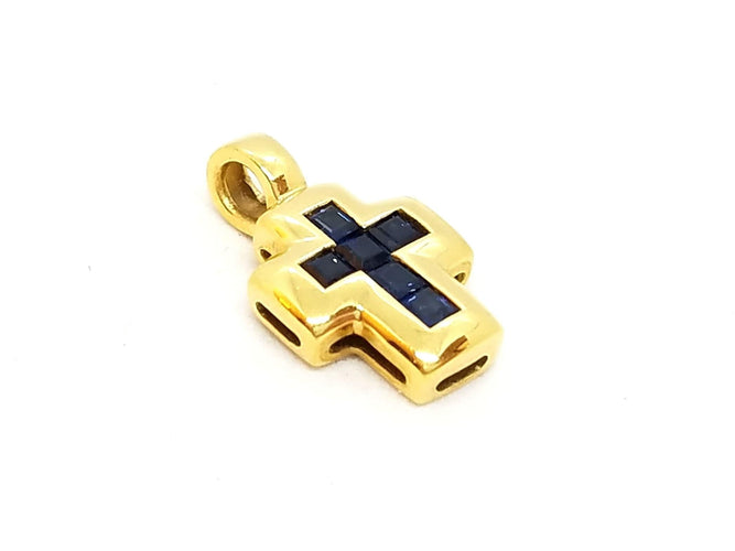 Pendentif Pendentif Croix Or jaune Saphir 58 Facettes 06569CD