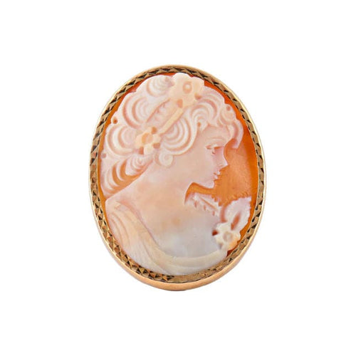 Broche Broche camée or jaune sur coquillage 58 Facettes
