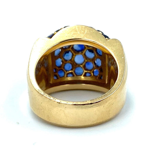 Bague GÜBELIN. Bague Tank or jaune et saphirs 58 Facettes