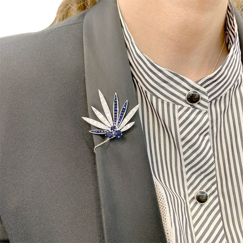 Broche Broche en platine sertie de diamants et de saphirs, Vers 1925 58 Facettes 32522