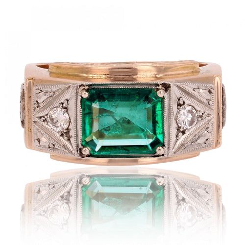 Bague 63 Bague de justice émeraude diamants ancienne 58 Facettes 23-006