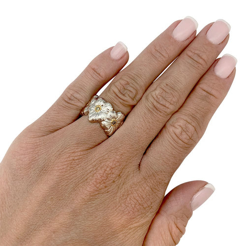 Bague 50 Bague Buccellati, "Blossoms Gardenia", argent, or jaune, diamants bruns. 58 Facettes 31618