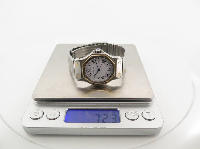 Montre vintage montre CARTIER santos octogonale 30 mm or & acier automatique 58 Facettes 253775