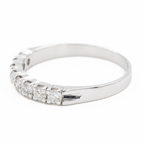 Bague 56 Bague Demi alliance Or blanc Diamant 58 Facettes 2225474CN