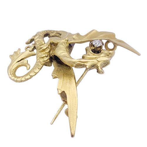 Broche Broche ancienne "Chimère", or jaune et diamant. 58 Facettes 33264