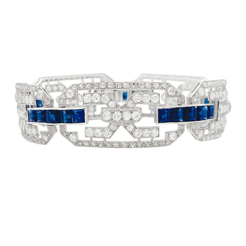 Bracelet Bracelet Art Déco en platine, diamants et saphirs. 58 Facettes 31165
