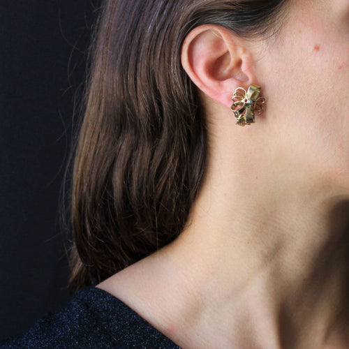 Boucles d'oreilles Boucles d'oreilles anciennes vintage nœud or et diamants 58 Facettes 21-532
