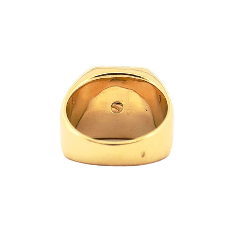 Bague 58 Chevalière vintage or massif 18 carats et diamants 58 Facettes