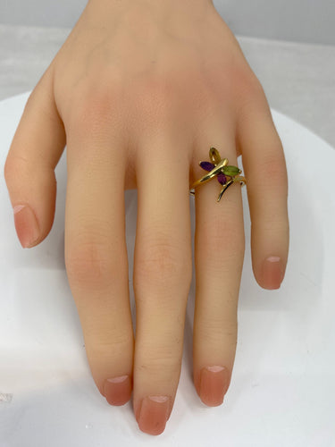 Bague Bague papillon en or jaune & pierres fines 58 Facettes