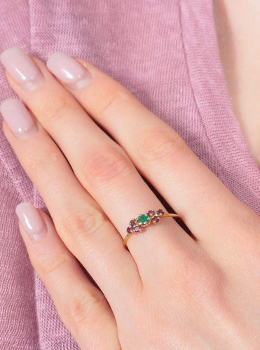 Bague Bague Emeraude Grenats 58 Facettes