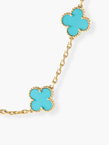 Collier Van Cleef & Arpels - Collier Alhambra en or jaune et turquoise 58 Facettes