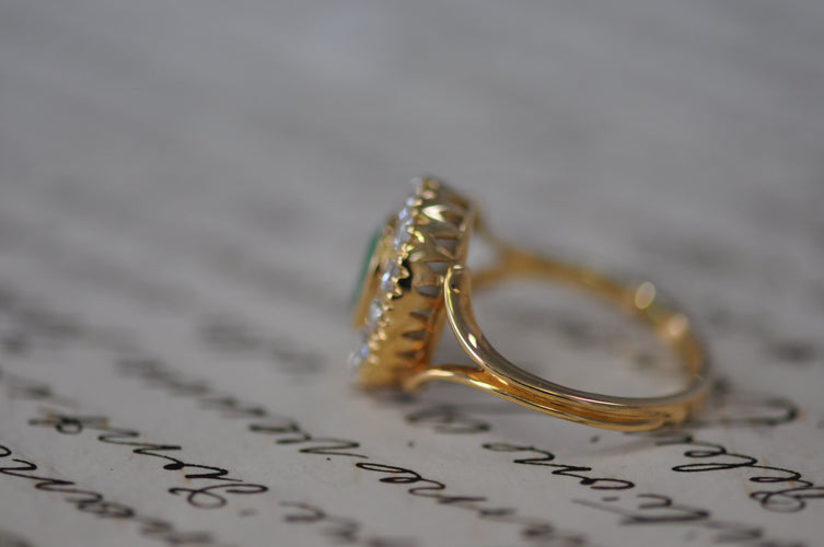 Bague 54 Bague marguerite Emeraude Diamants 58 Facettes
