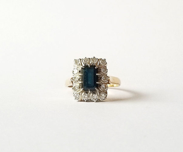 Bague 57 Bague Pompadour Or Jaune Saphir et Diamants 58 Facettes