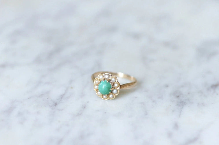 Bague Bague Marguerite turquoise & perles 58 Facettes