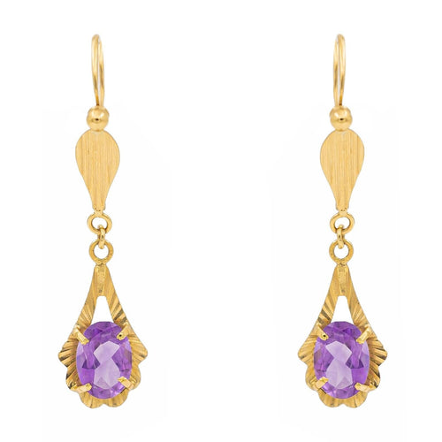 Boucles d'oreilles Boucles d'oreilles Dormeuses Or jaune Améthyste 58 Facettes 2593494CD
