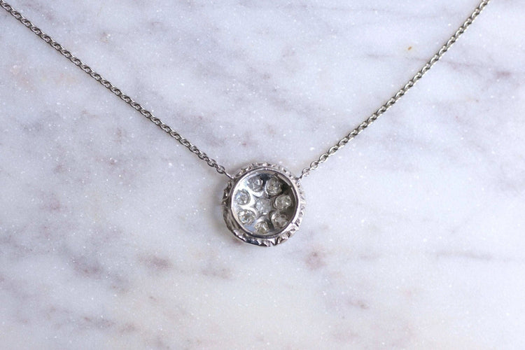 Collier Collier pendentif vintage en or blanc et diamants 58 Facettes