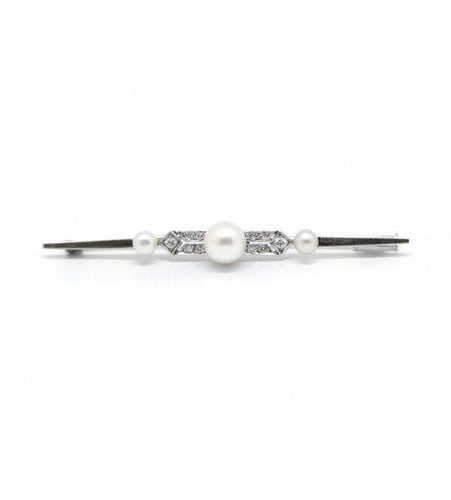 Broche Longueur : 5.5 cm / Or 750 Broche barrette Perles et Diamants 58 Facettes 190360R