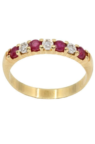 Bague DEMI-ALLIANCE RUBIS ET DIAMANTS 58 Facettes 054131