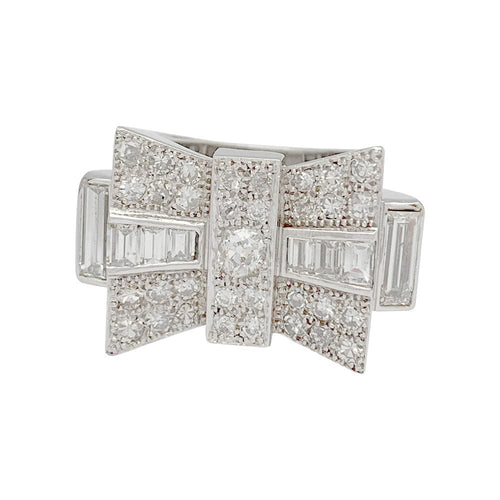 Bague 57 Bague Tank en platine et diamants. 58 Facettes 31424
