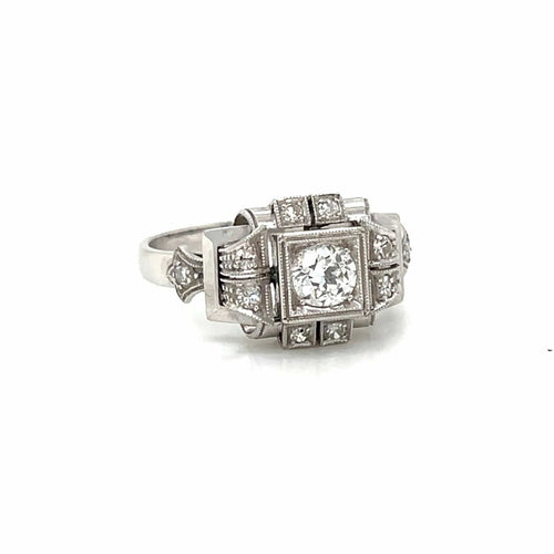 Bague 57 Bague Art déco Or Diamant 58 Facettes