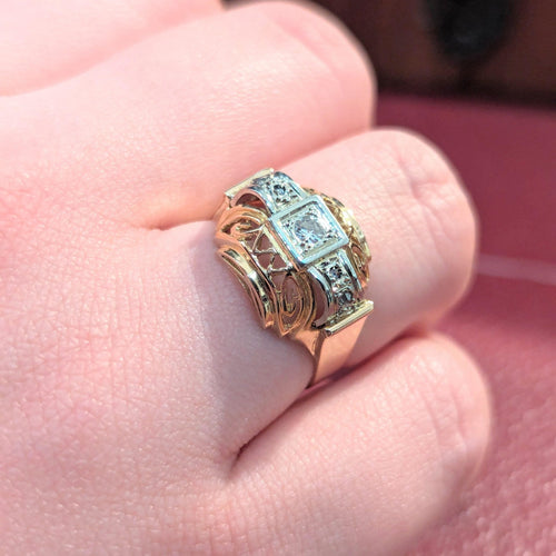 Bague 57 Bague Tank Or jaune Diamants 58 Facettes 27947