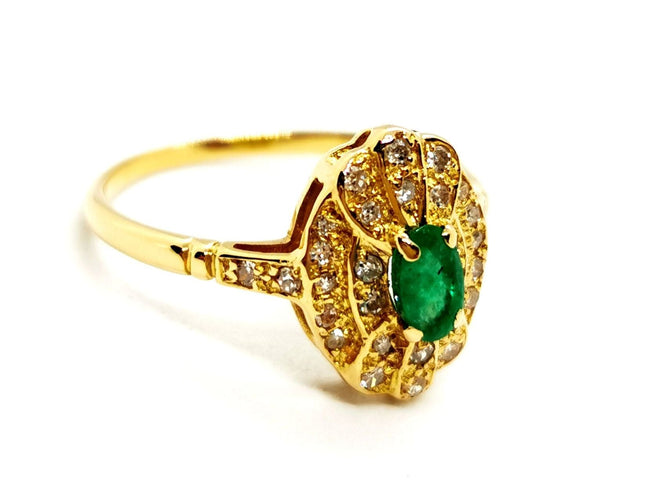 Bague 51 Bague Or jaune Emeraude 58 Facettes 1292147CN