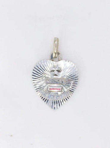Pendentif Médaille amour Augis cœur Or blanc Rubis Plus qu’hier moins que demain 58 Facettes J238