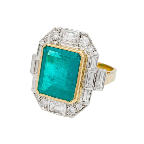 Bague 55 Bague deux ors émeraude et diamants. 58 Facettes 30866