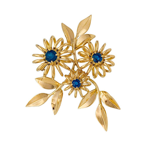 Broche Broche Boucheron "Fleurs" en or rose et saphirs. 58 Facettes 31646