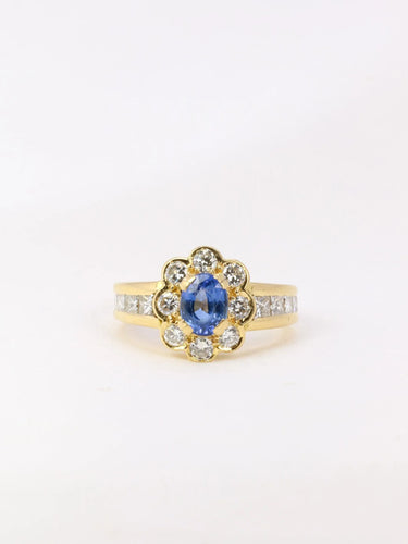 Bague Bague marguerite saphir ovale diamants 58 Facettes J25