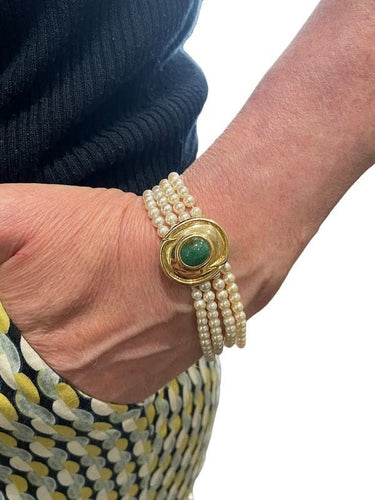 Bracelet BRACELET 4 RANGS ÉMERAUDE ET PERLES 58 Facettes 051441