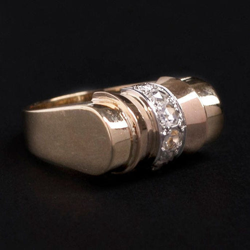 Bague Bague Art Déco Tank or jaune et diamants "Rouleau Magique" 58 Facettes