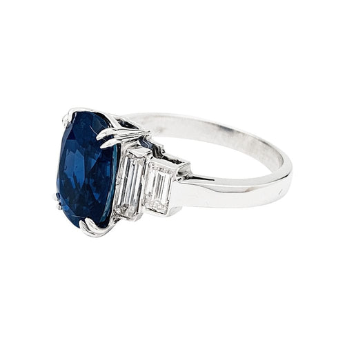 Bague 53 Bague saphir 5,17 carats en or blanc et diamants. 58 Facettes 30694