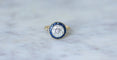 Bague 54 Bague cible Art Déco Or jaune Platine Diamants Saphirs 58 Facettes