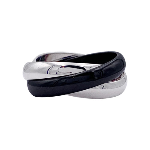 Bague 50 Bague Cartier, "Trinity", or blanc et céramique noire. 58 Facettes 32949