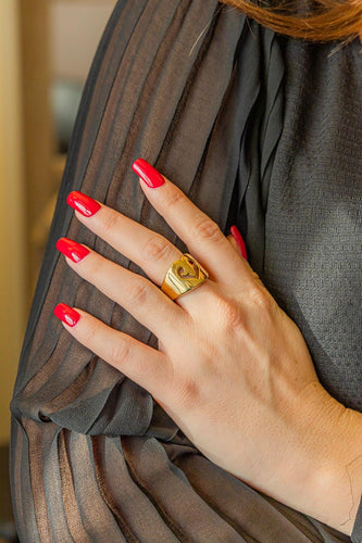 Bague 53 O.J. Perrin Bague Cocktail Coeur légende Or jaune 58 Facettes 2843268CN