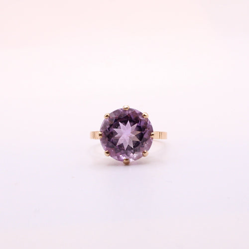 Bague Bague Or jaune améthyste ronde 58 Facettes