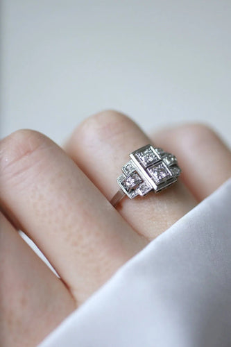 Bague 54 Bague Art Déco diamants sur platine 58 Facettes