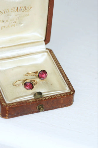 Boucles d'oreilles Dormeuses anciennes or et grenats 58 Facettes