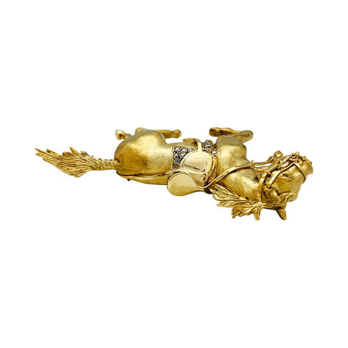 Broche Broche Cheval en or jaune et diamants. 58 Facettes 31009