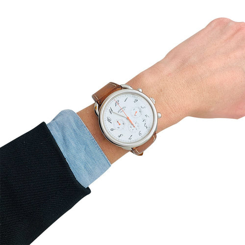 Montre Montre Hermès "Arceau" chronographe en acier, cuir. 58 Facettes 31211