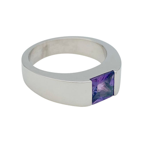 Bague 51 Bague Cartier, "Tank", or blanc, améthyste. 58 Facettes 31057