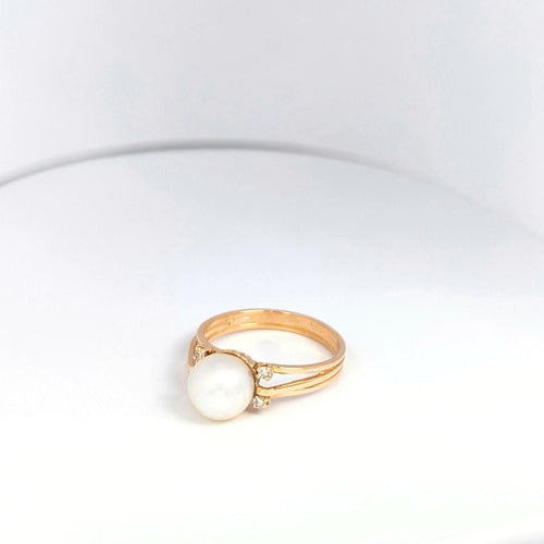Bague Bague en or jaune diamants et perle 58 Facettes 18699
