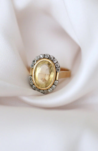 Bague Bague Art Déco citrine entourage diamants 58 Facettes