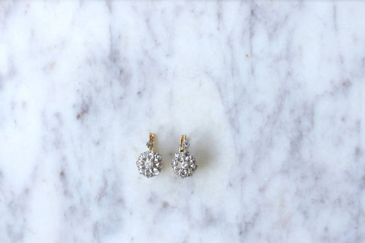 Boucles d'oreilles Boucles d'oreilles Or jaune, Platine, Diamants 58 Facettes