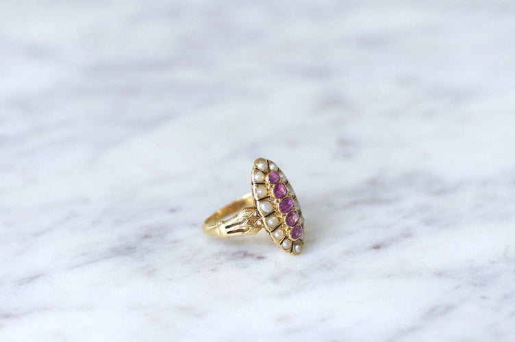 Bague Bague marquise perles et rubis 58 Facettes