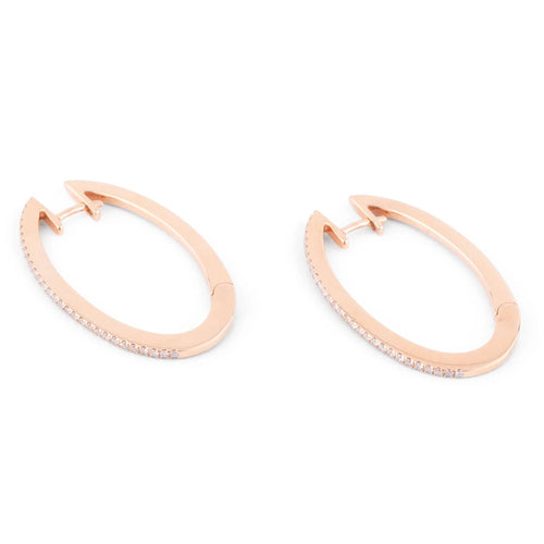Boucles d'oreilles Boucles d'oreilles ovales or rose et diamants 58 Facettes